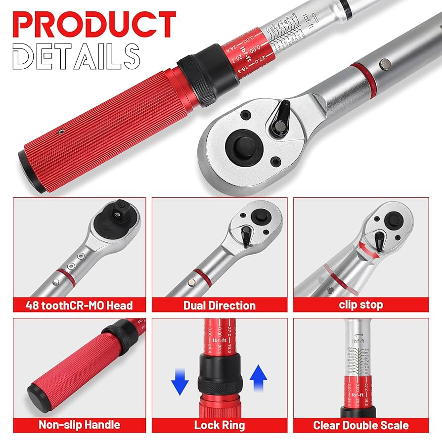 yuki　3.4.5 UYECOVE 3/4 Inch Torque Wrench, 48 Tooth Torque Wrench 3/4